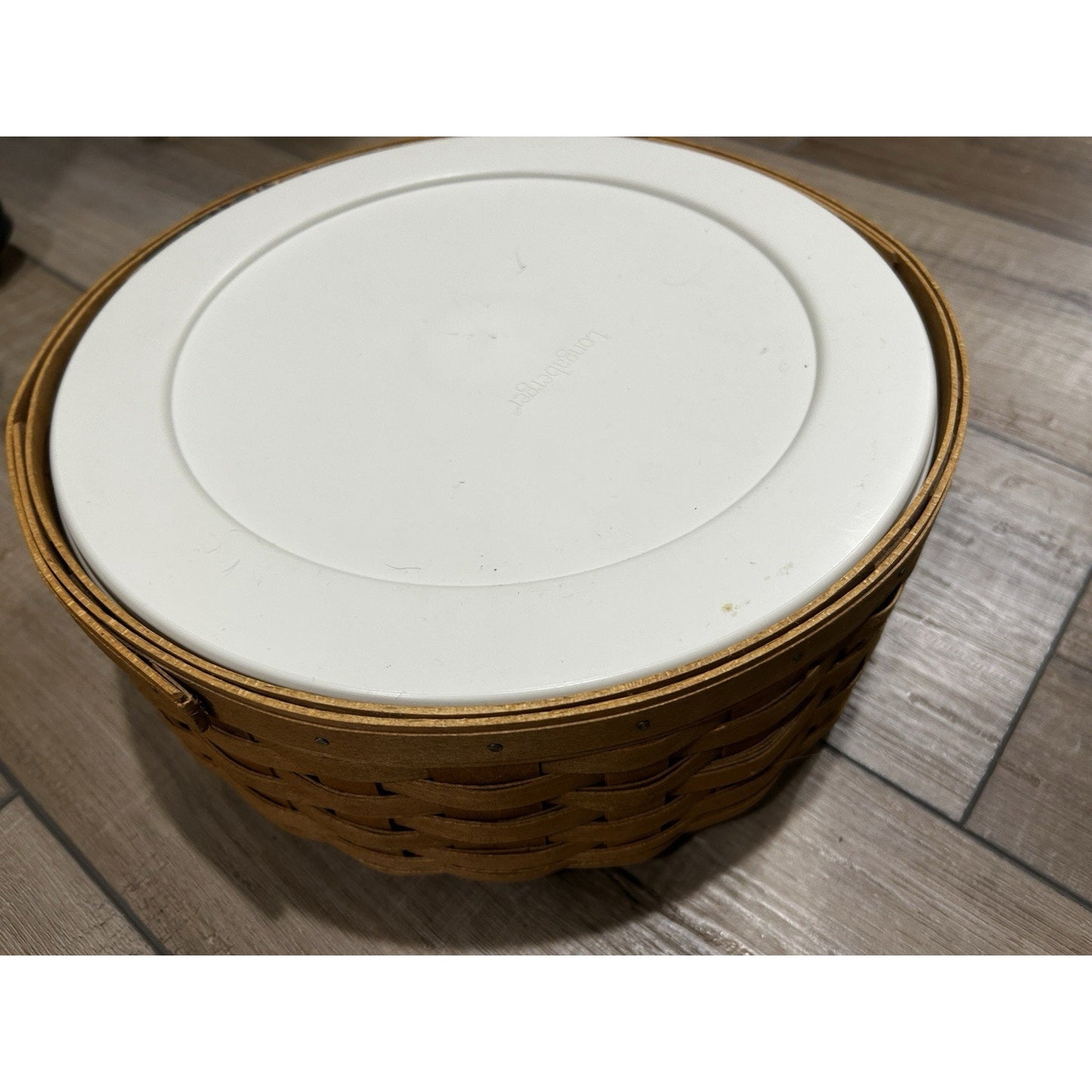 Longaberger Round Keeping Basket 11" Lidded Protector & Majolica Garden Liner