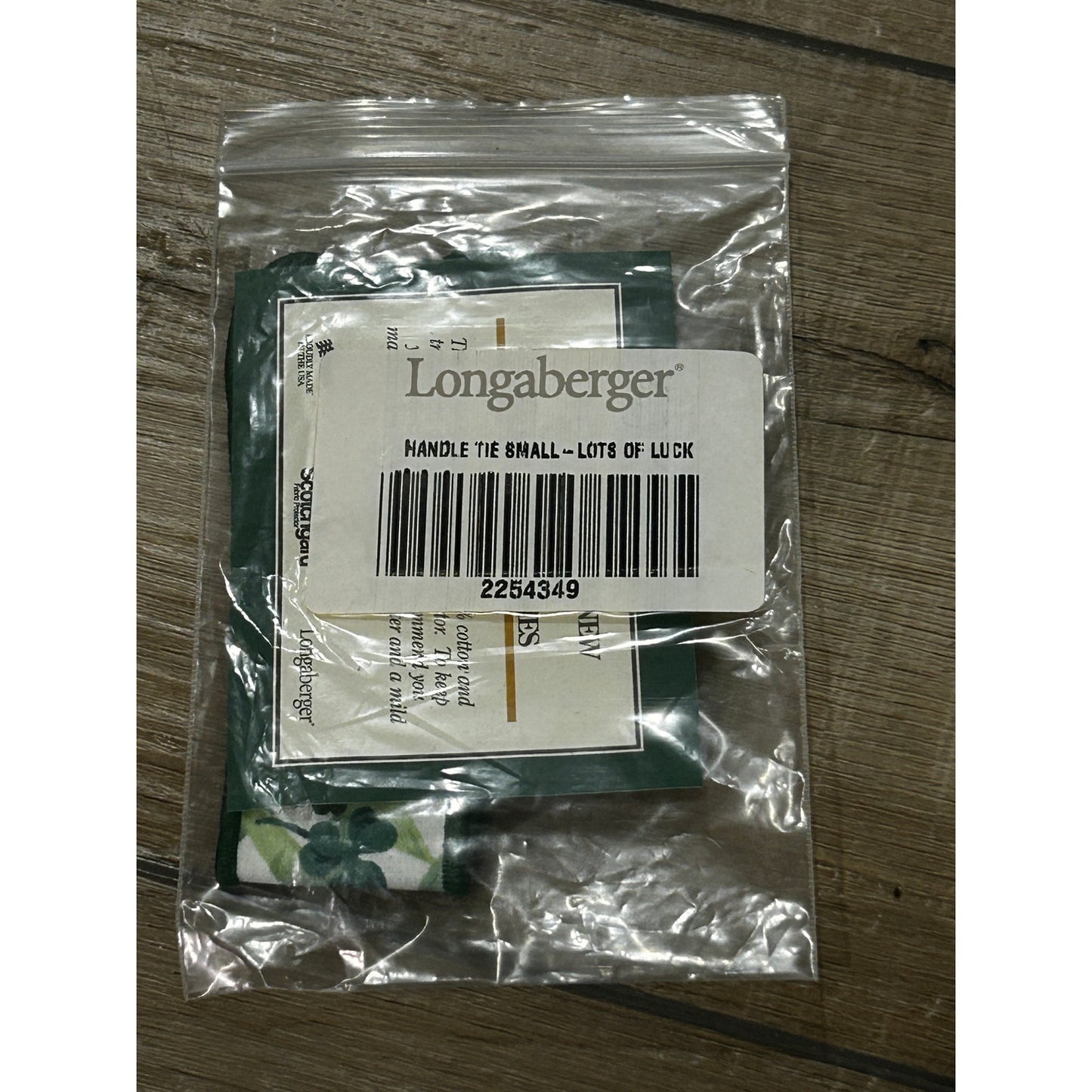 Longaberger Lots of Luck Basket HANDLE TIE Shamrock fabric St patricks