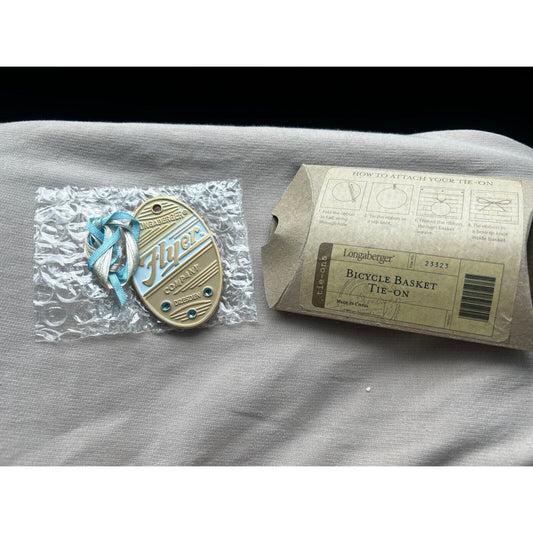 Longaberger Bicycle Basket Tie-On - Flyer NEW in original box