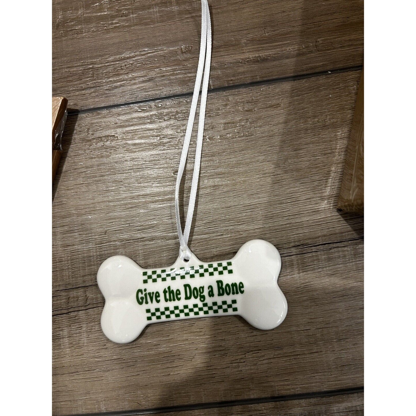 LONGABERGER Give the Dog a Bone Basket Tie On GREEN - Mulligan CERAMIC