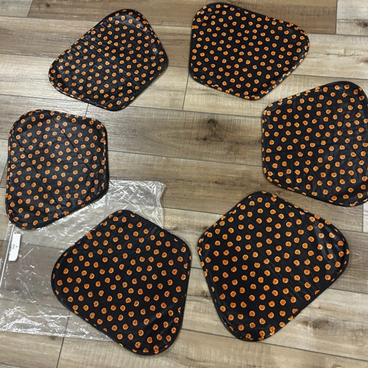 6 Longaberger Boo Pumpkin Fabric Placemats custom made for round table