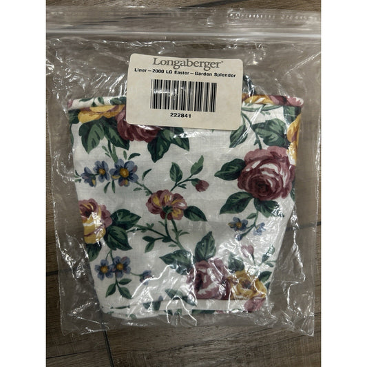 Longaberger Liner Garden Splendor 2000 Large Easter Basket NEW floral fabric