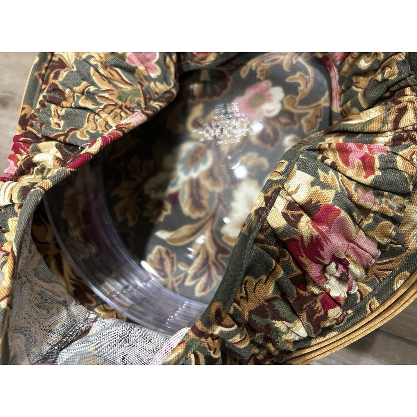 Longaberger Round Keeping Basket 11" Lidded Protector & Majolica Garden Liner