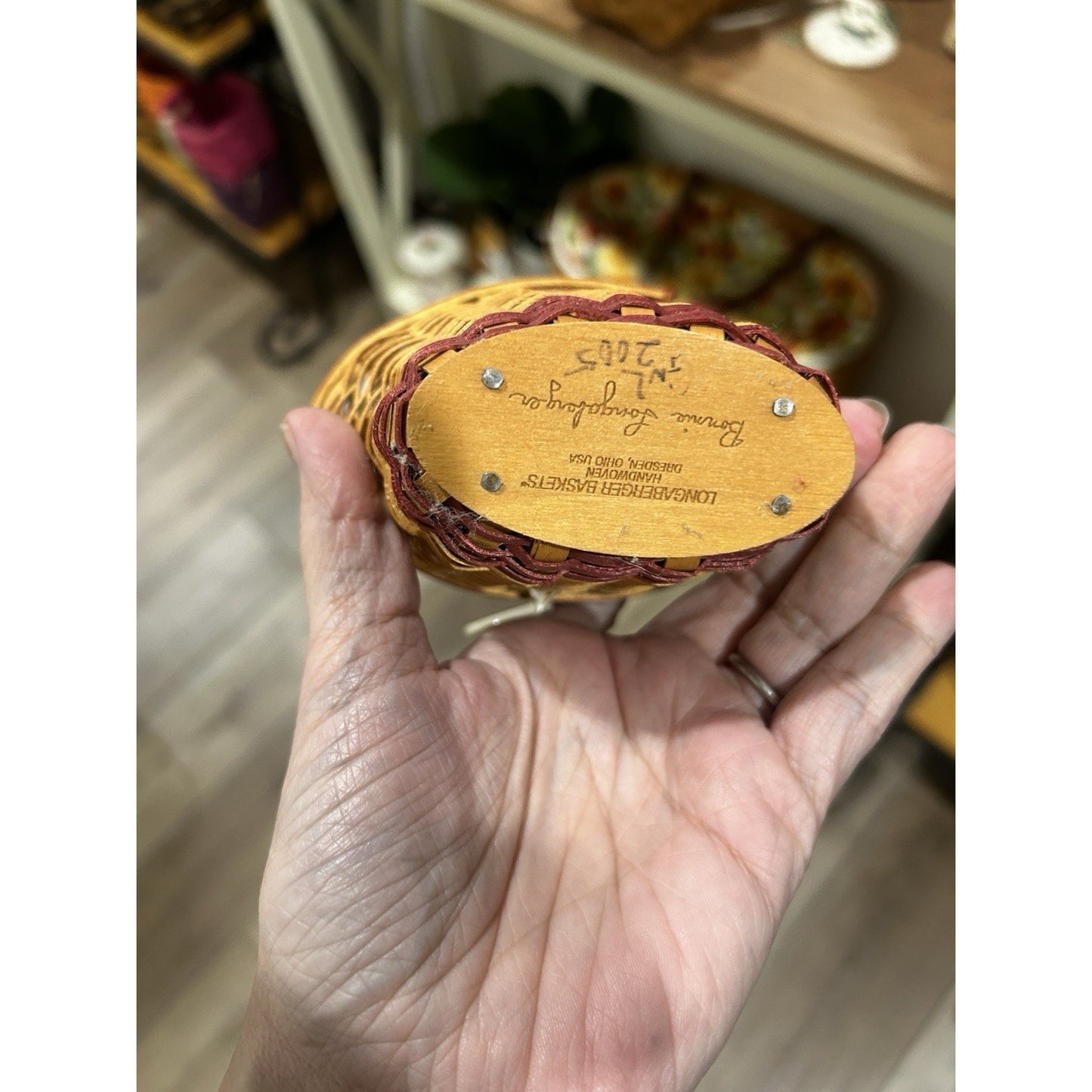 Longaberger May Series Mini Geranium Basket Combo Flowers Tie-on Collectors club