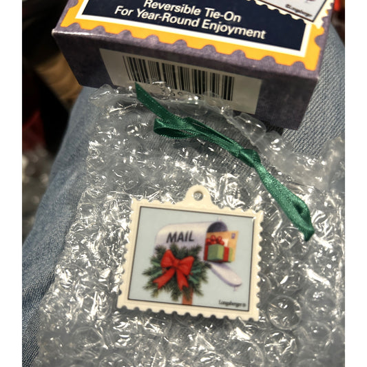 Longberber MAIL tie on reversible mailbox postage flowers Christmas bow stamps NEW $12