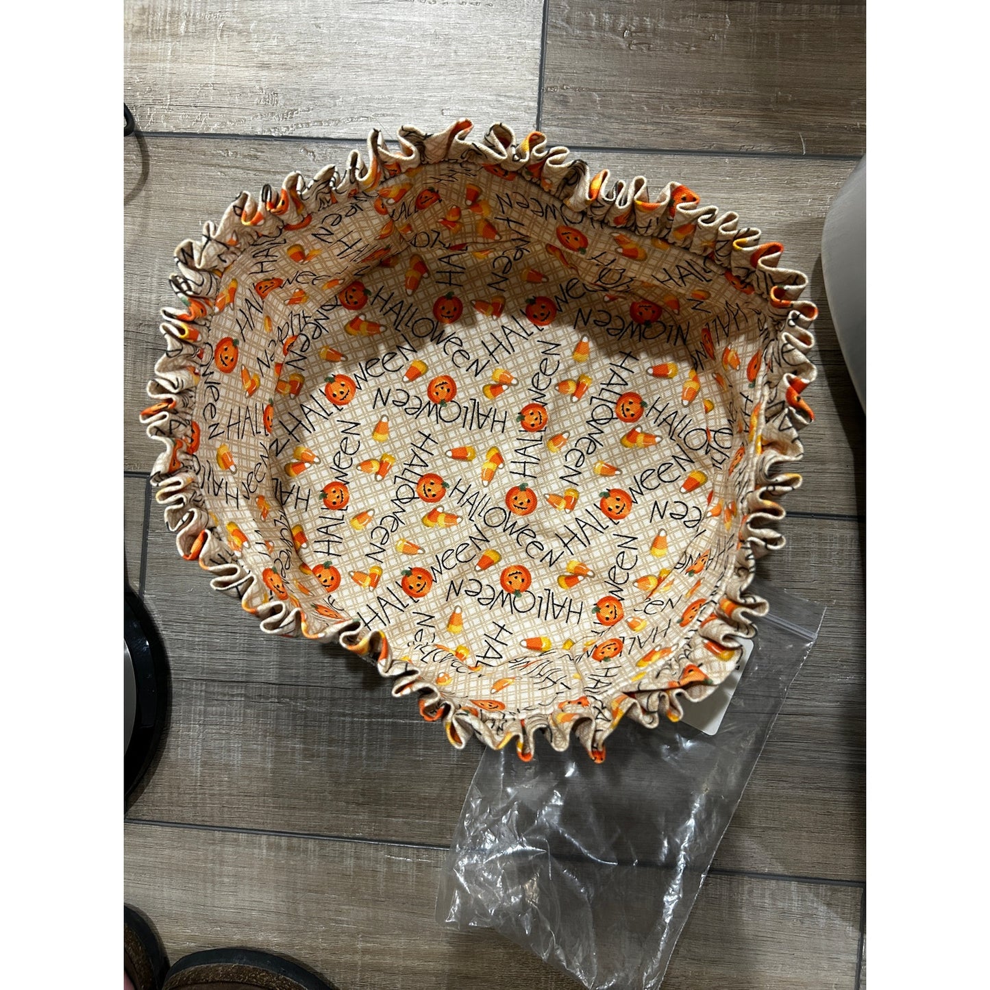 Longaberger Liner For Darning Basket Happy Halloween Candy Corn Pumpkin New