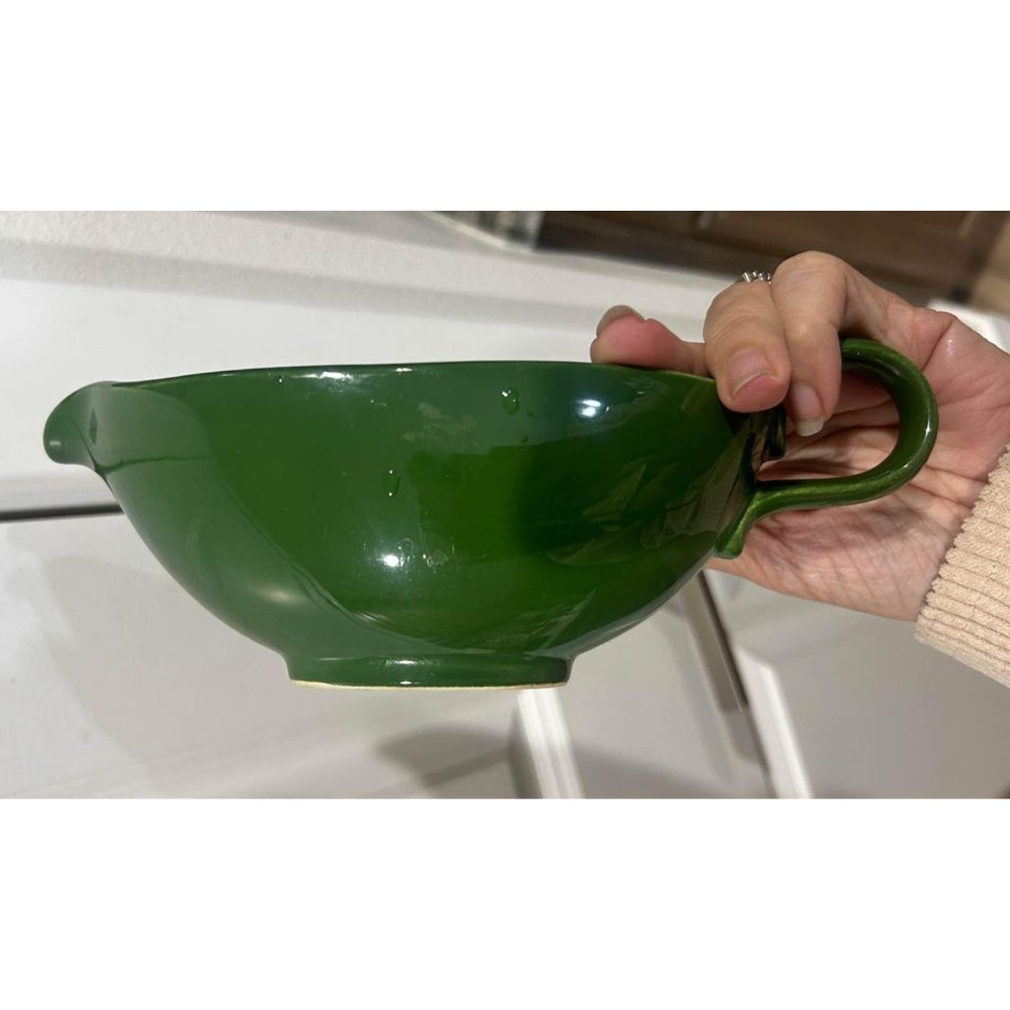 Vintage gravy boat green