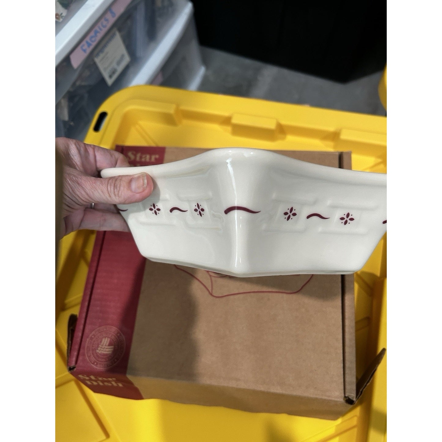 Longaberger Woven Traditions Pottery Large Star Serving Baking Dish 9.5" NEW