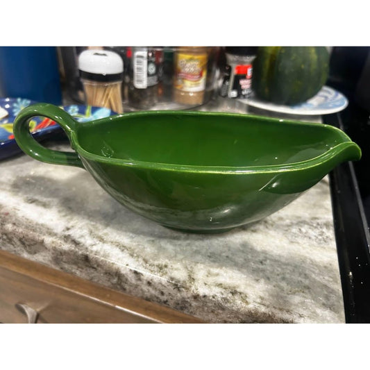 Vintage gravy boat green