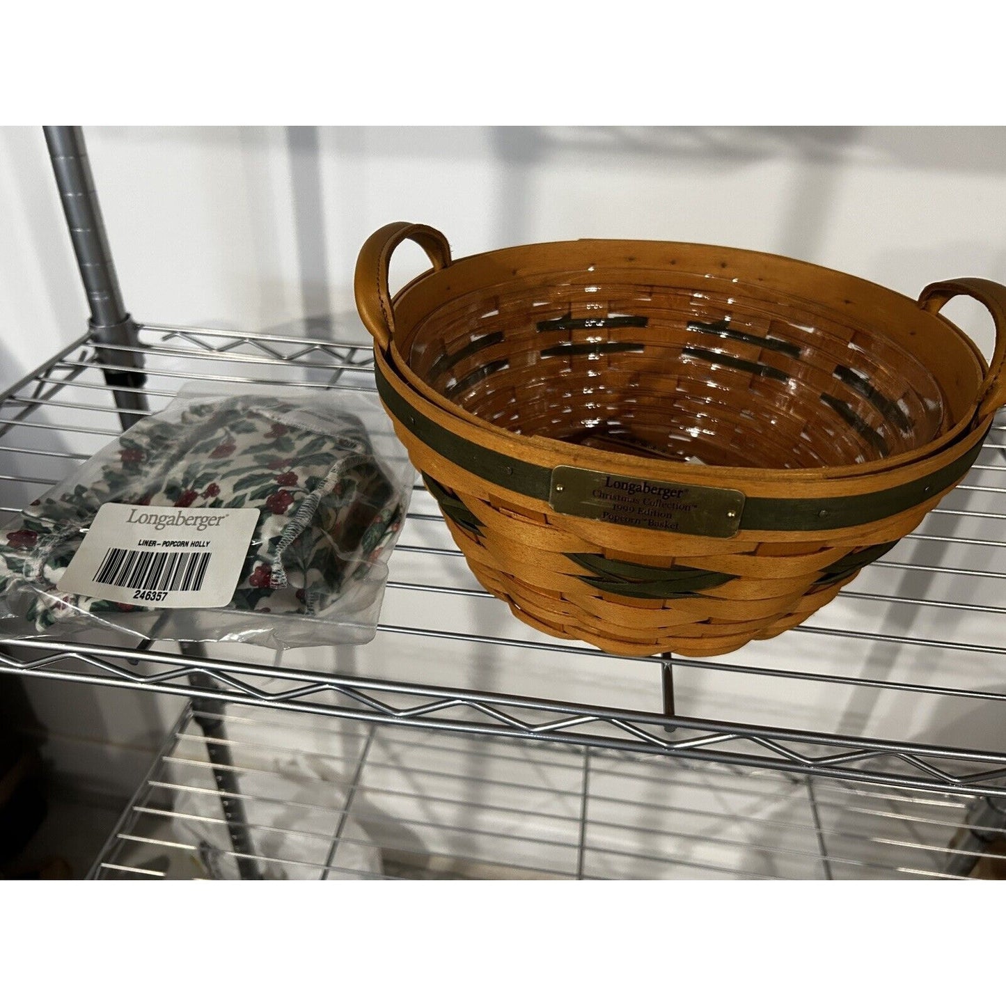 LONGABERGER POPCORN BASKET Holly liner & Protector NEW CHRISTMAS