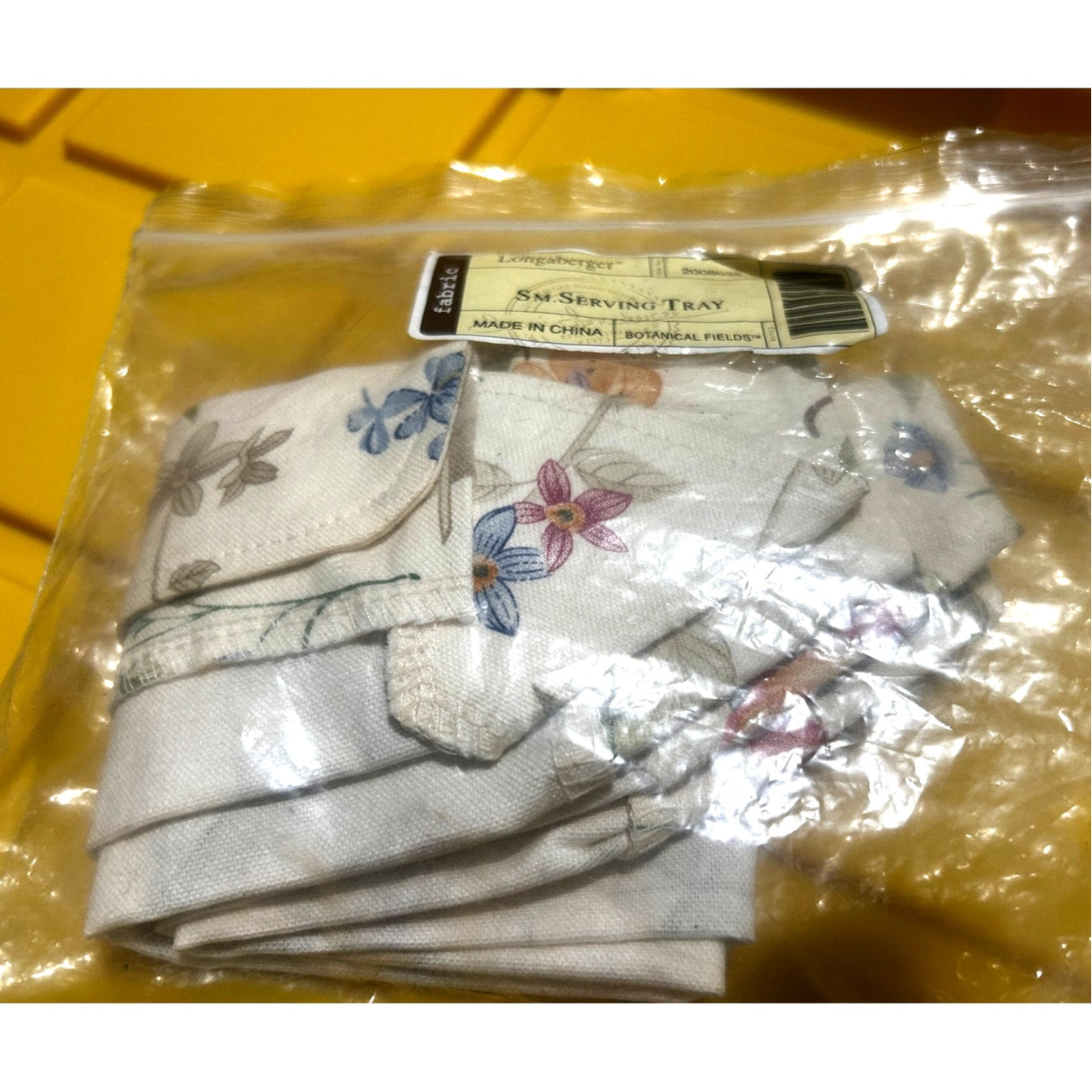 Longaberger SMALL SERVING tray Basket Liner BOTANICAL FIELDS floral Fabric NEW