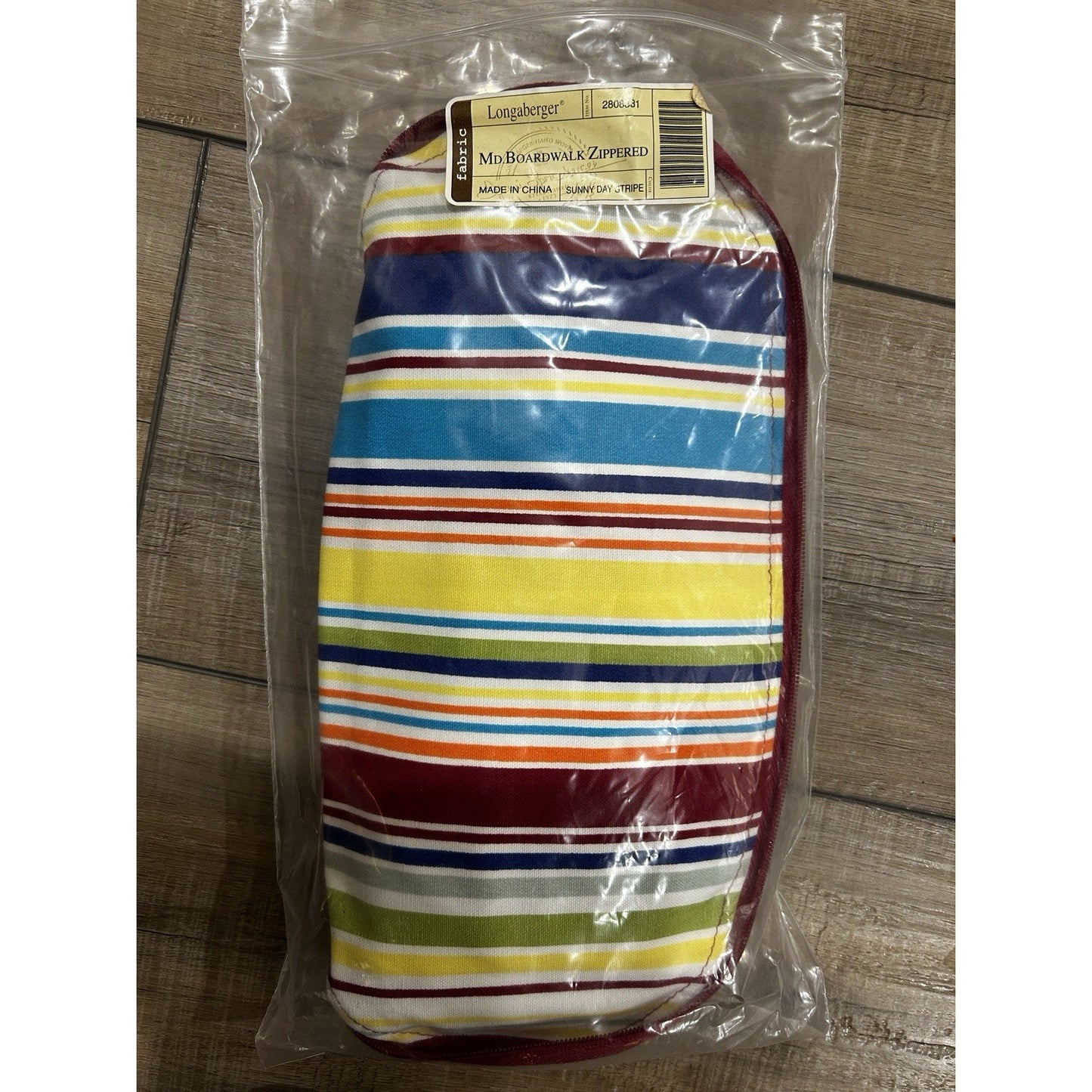 LONGABERGER MEDIUM Boardwalk Basket Zippered Liner Sunny Day Stripe fabric NEW