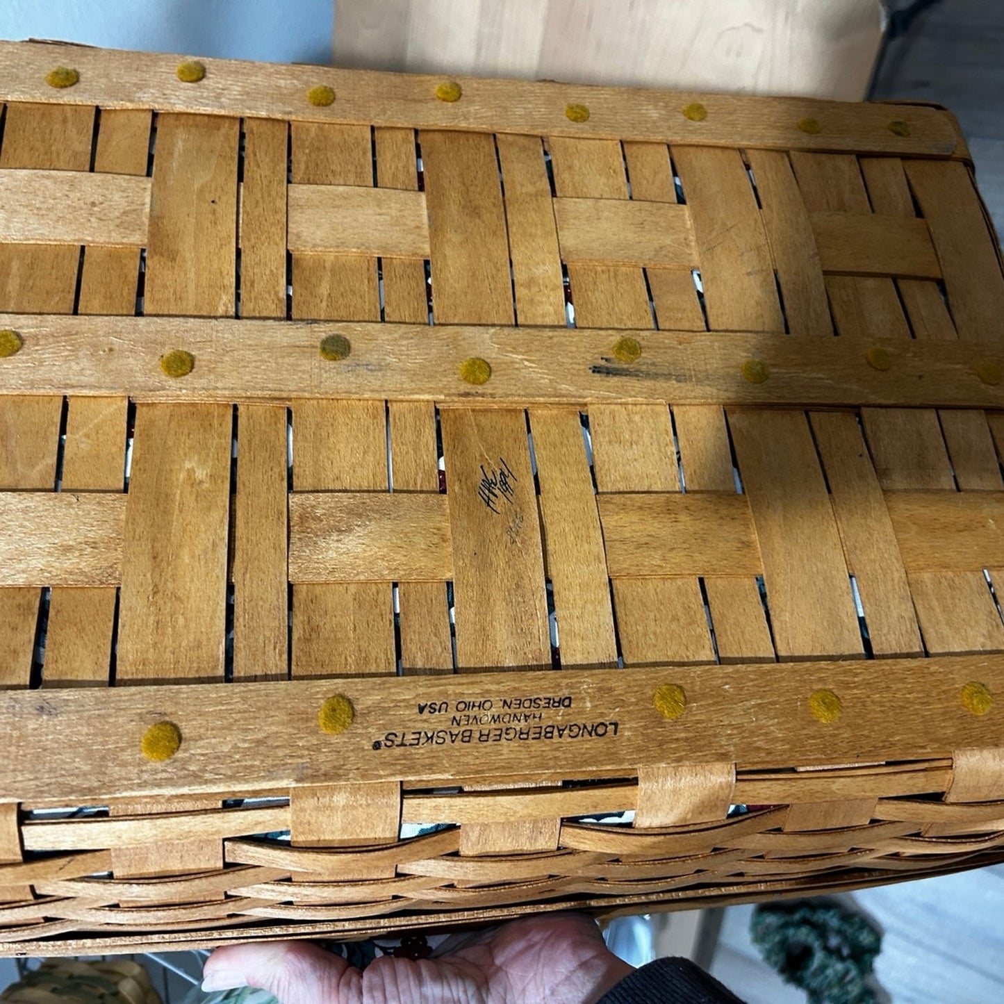 Longaberger Hostess Serving Tray Basket holly liner & protector Christmas