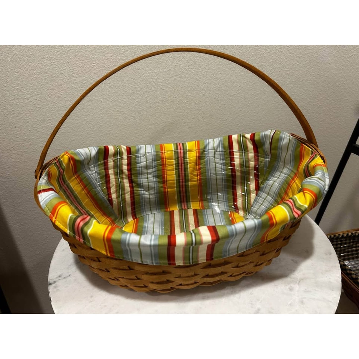 Longaberger Large Crocus with Sunflower stripe liner & protector