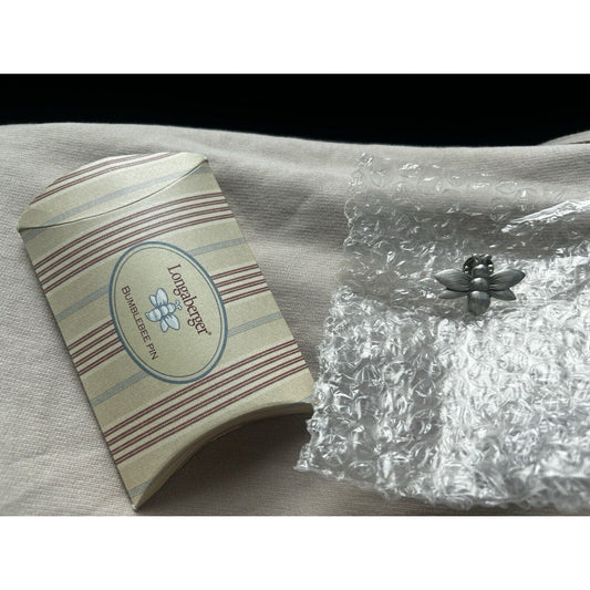 LONGABERGER Baskets BUMBLEBEE BEE PIN / tie-on - NEW in box pewter