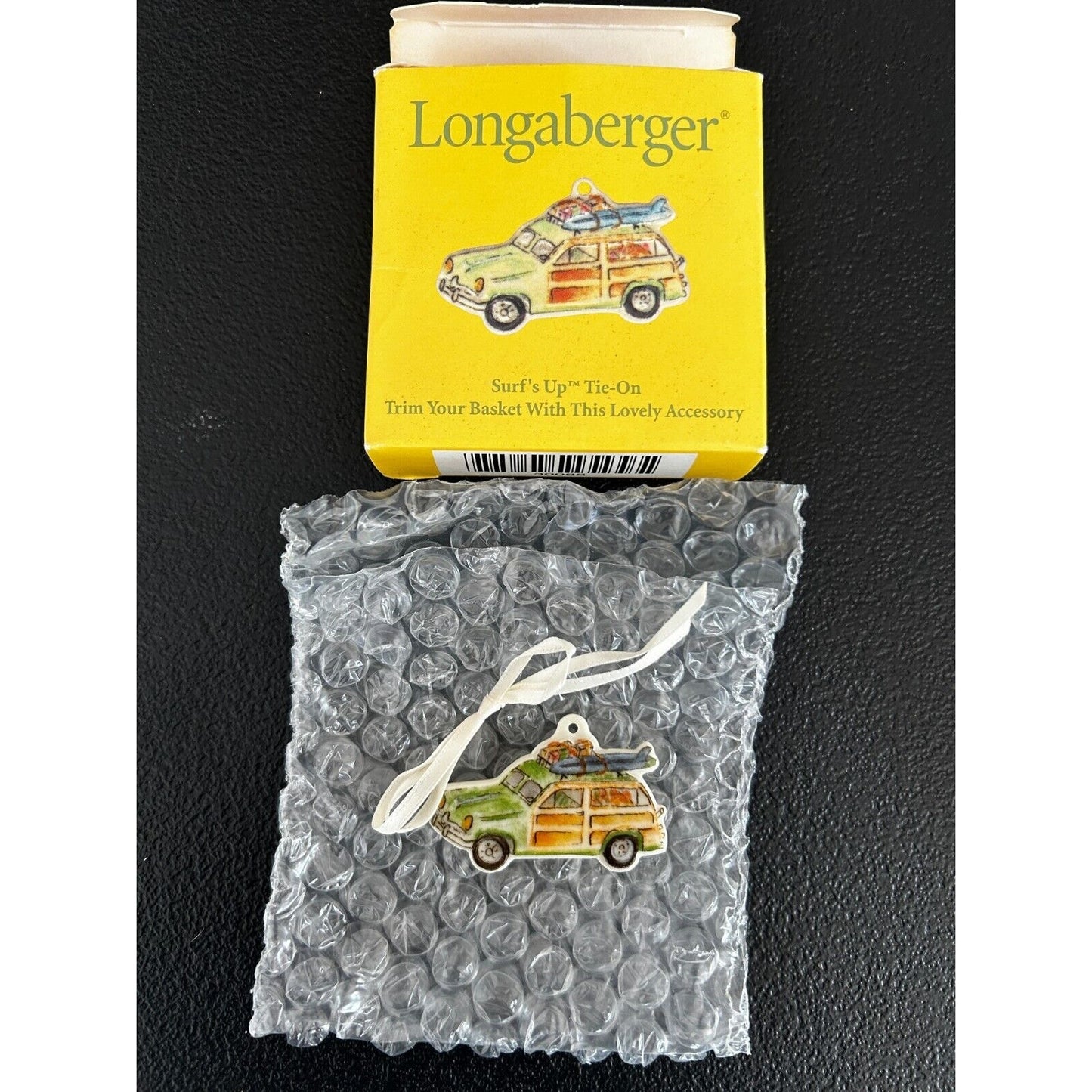 Longaberger Surf's Up Basket Tie On - Surf Board Woody Beach Trip NEW