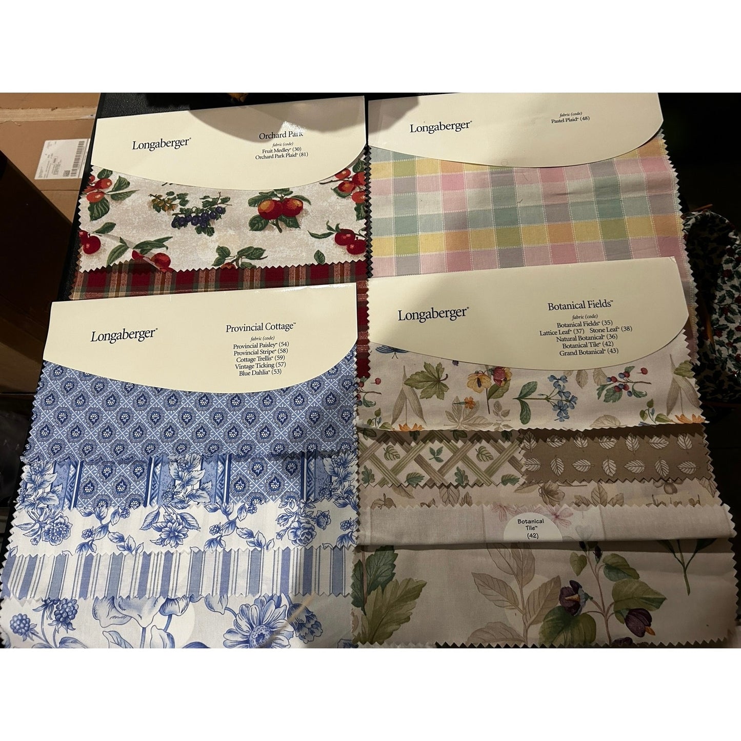 Longaberger Basket Fabric Samples lot quilting crafts botanical plaid solid