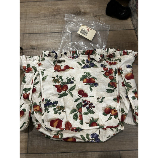 LONGABERGER MAGAZINE BASKET Liner FRUIT MEDLEY fabric NEW 2 handle with pockets