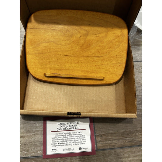 Longaberger Large RECIPE BASKET LID 57401 Classic Stain Maple Wood NEW