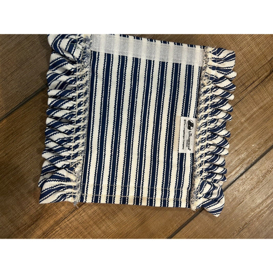 Longaberger Vintage Ticking Basket Handle Gripper Blue white stripe