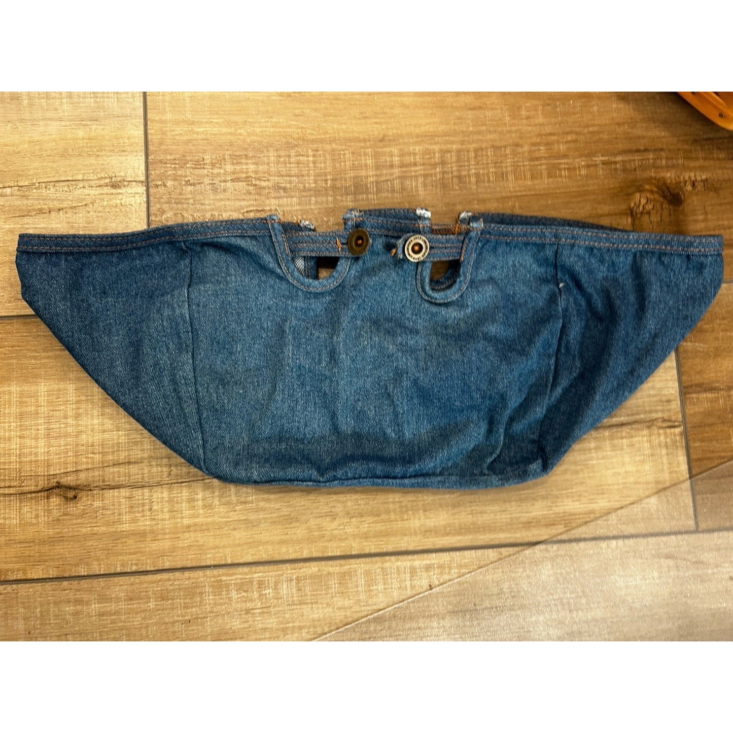 Longaberger CAKE Basket Liner Denim Blue Jeans fabric with Metal Buttons