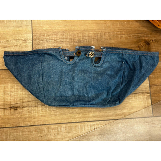 Longaberger CAKE Basket Liner Denim Blue Jeans fabric with Metal Buttons