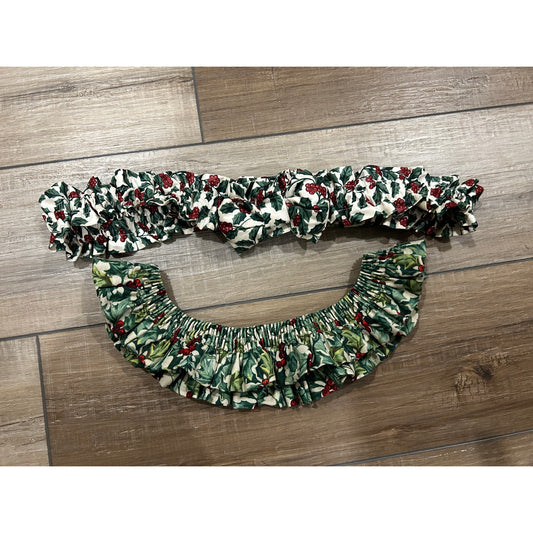 2 Longaberger Large Garters - Christmas Holly fabric