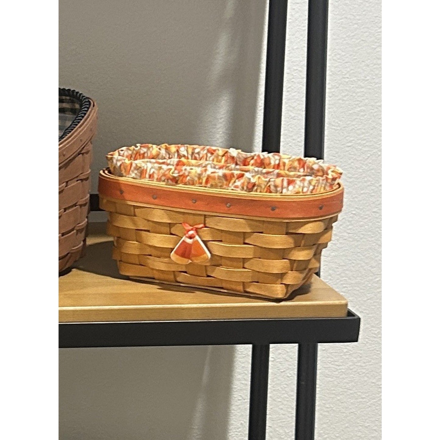 Longaberger CANDY CORN Basket Liner Protector & Tie On