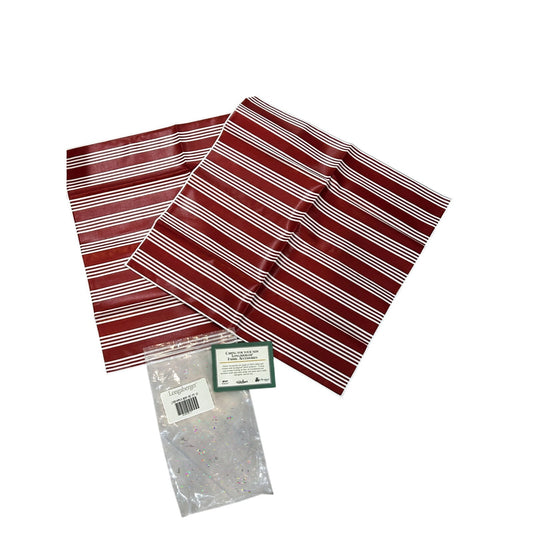 2 Longaberger Basket Napkins BERRY RED STRIPE fabric Valentines NEW 17"