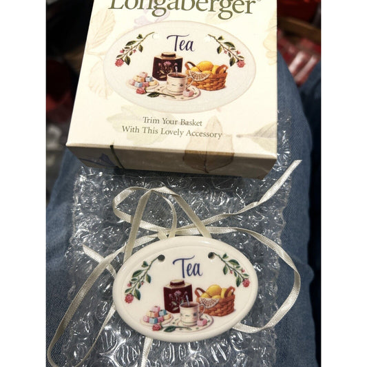 Longaberger Tea Basket Tie-On NEW in box USA pottery