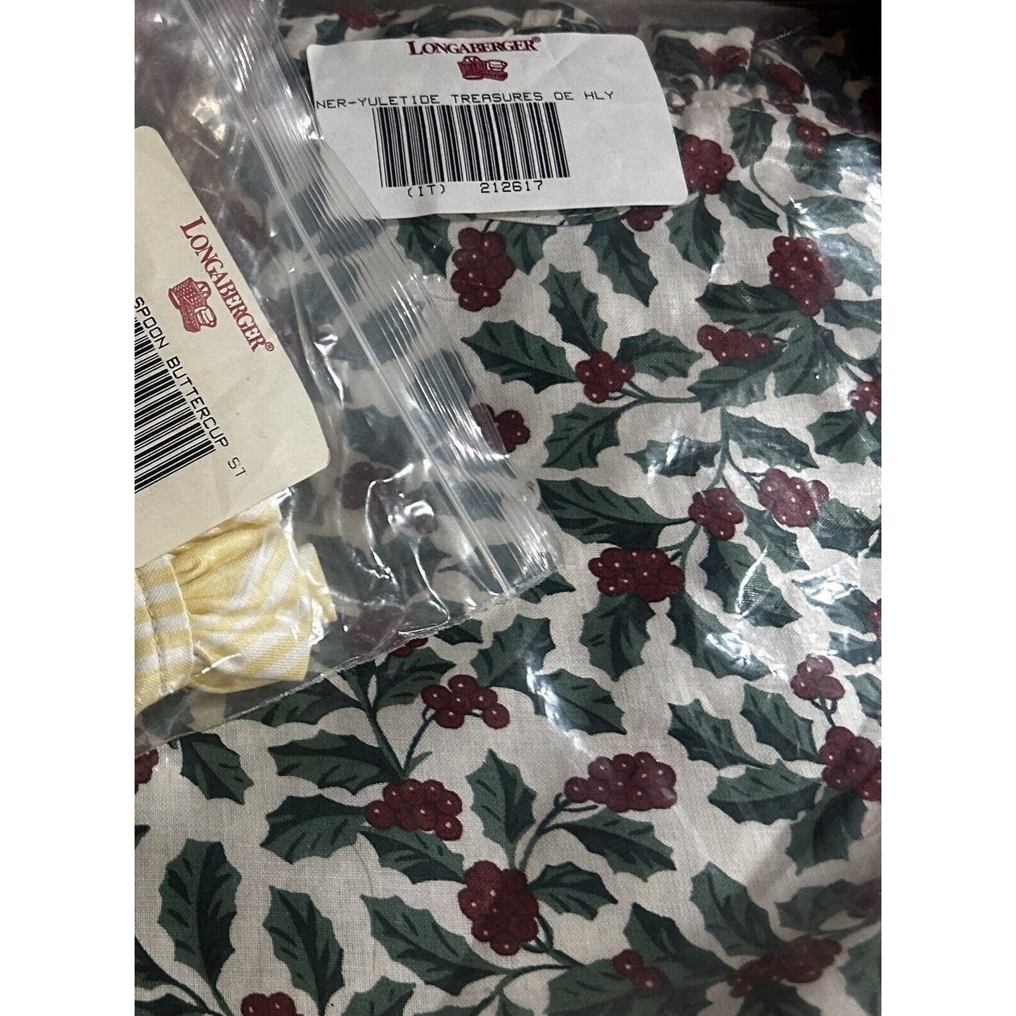 Longaberger Yuletide Treasures Basket Liner Traditional Holly NEW Hostess