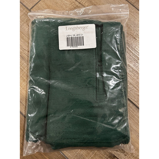 Longaberger XL OVAL WASTE Basket Liner IVY GREEN fabric NEW laundry