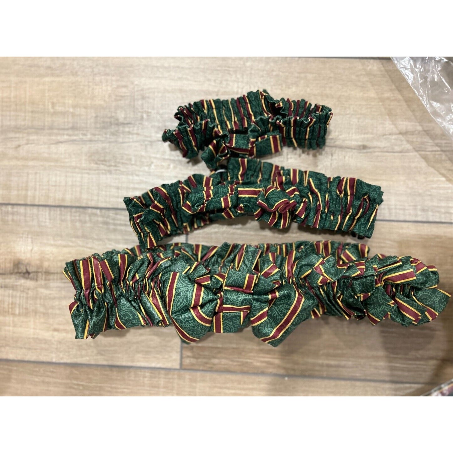 3 Longaberger Basket Garters Imperial Stripe Fabric With Bow