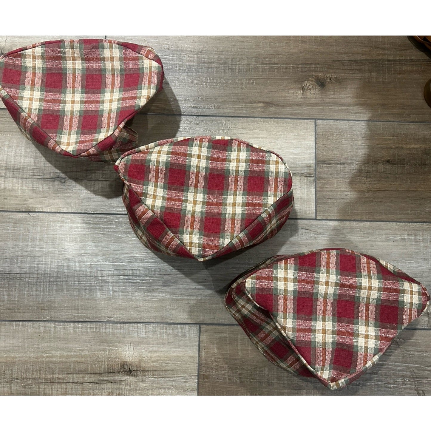 3 Longaberger LARGE CORNER Basket Liners Orchard Park Plaid fabric RARE