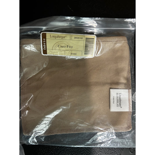 Longaberger CARD FILE Basket Liner KHAKI TAN Fabric NEW