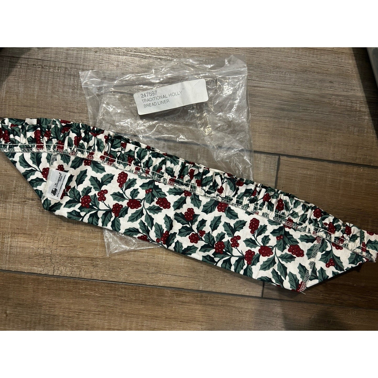 Longaberger BREAD Basket LINER Traditional Holly Christmas fabric NEW