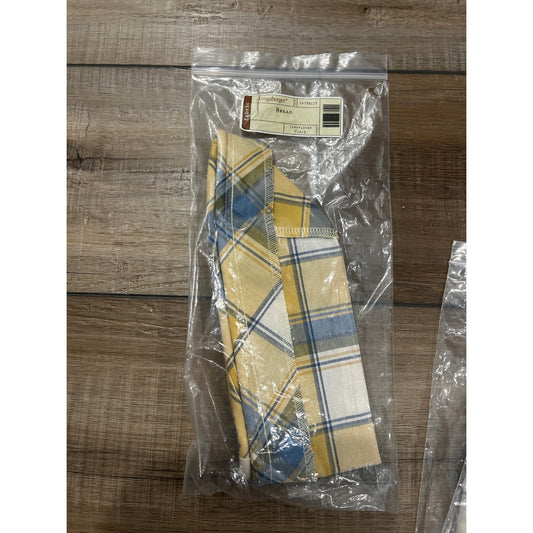 Longaberger BREAD Basket Liner - Cornflower Plaid Yellow Blue