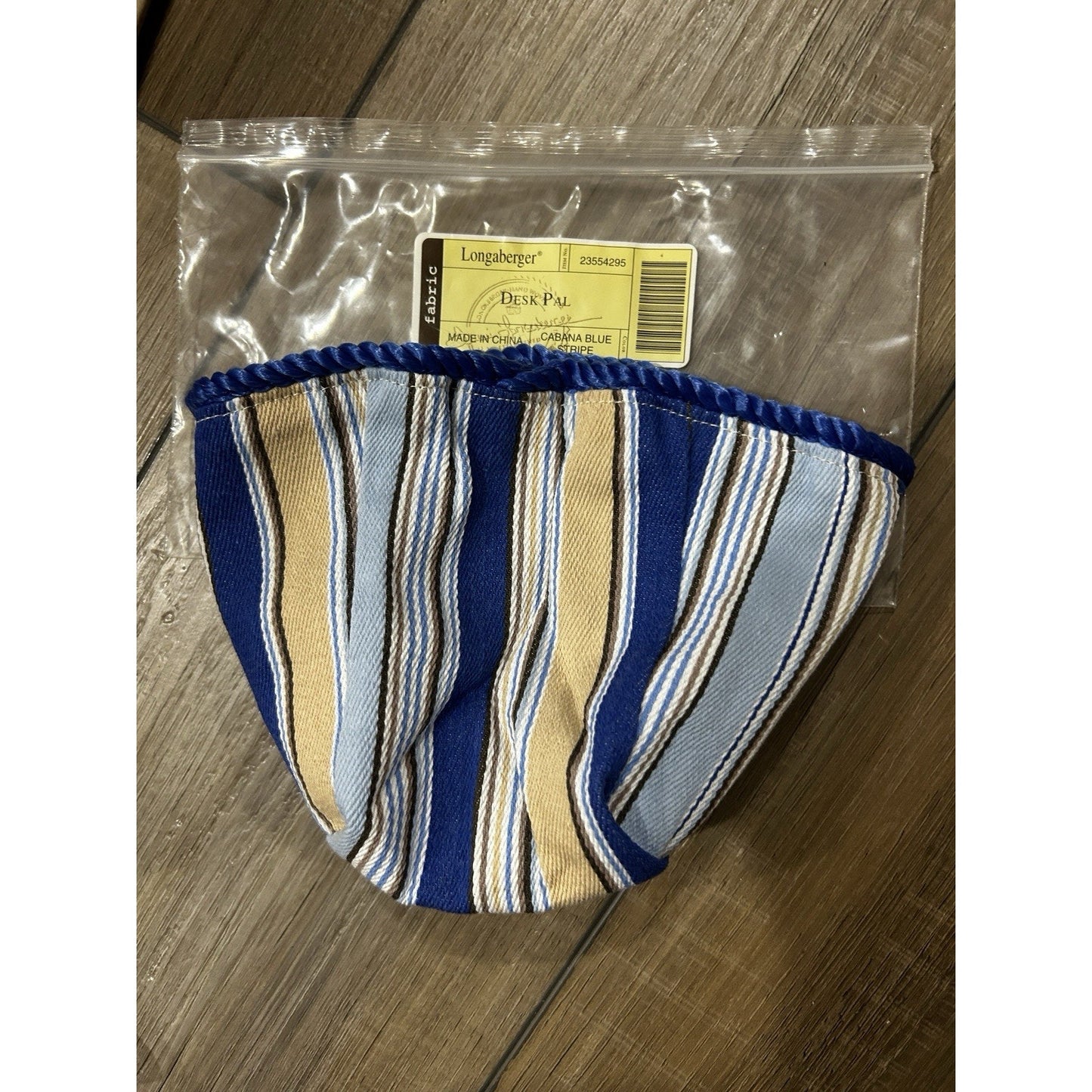 Longaberger Desk Pal Basket Liner Cabana Blue Stripe Fabric Drop In Style NEW