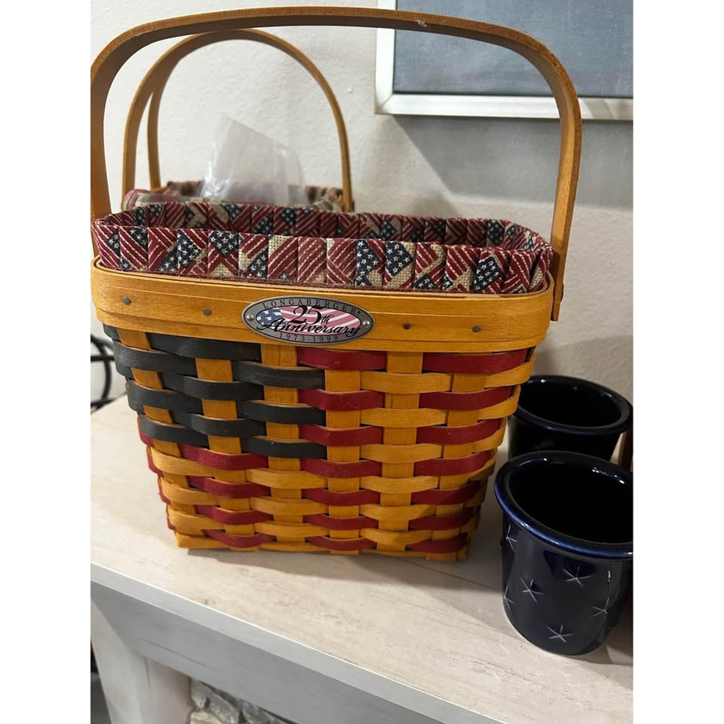 Longaberger patriotic americana flag liner basket 25th anniversary