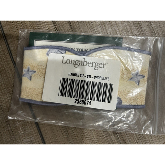 Longaberger Basket Handle Tie Shoreline Sea Shells Beach Fabric Small NEW