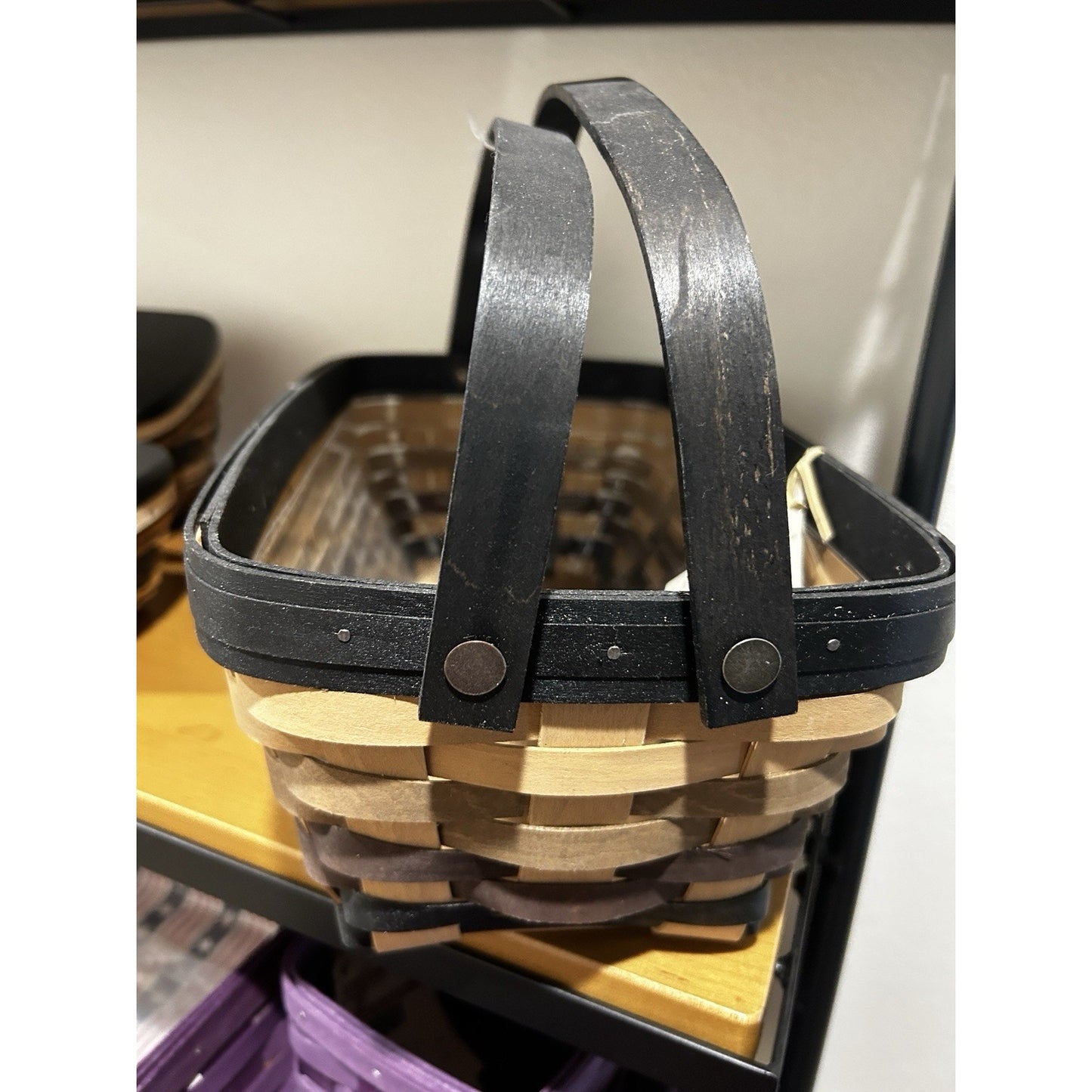 Longaberger Eclipse Medium Chore Basket NWT HTF Rare Black Gray