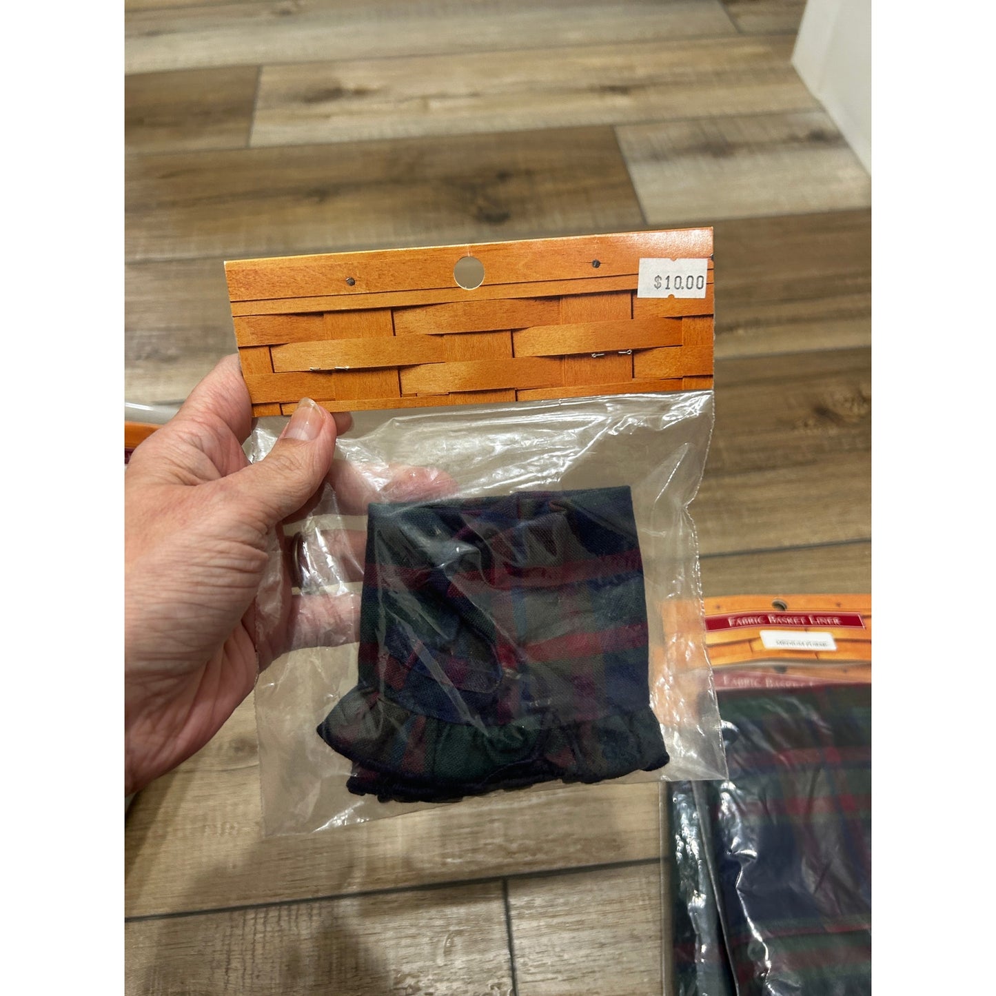 Longaberger LAVENDER Basket Liner CABIN PLAID Fabric NEW RARE