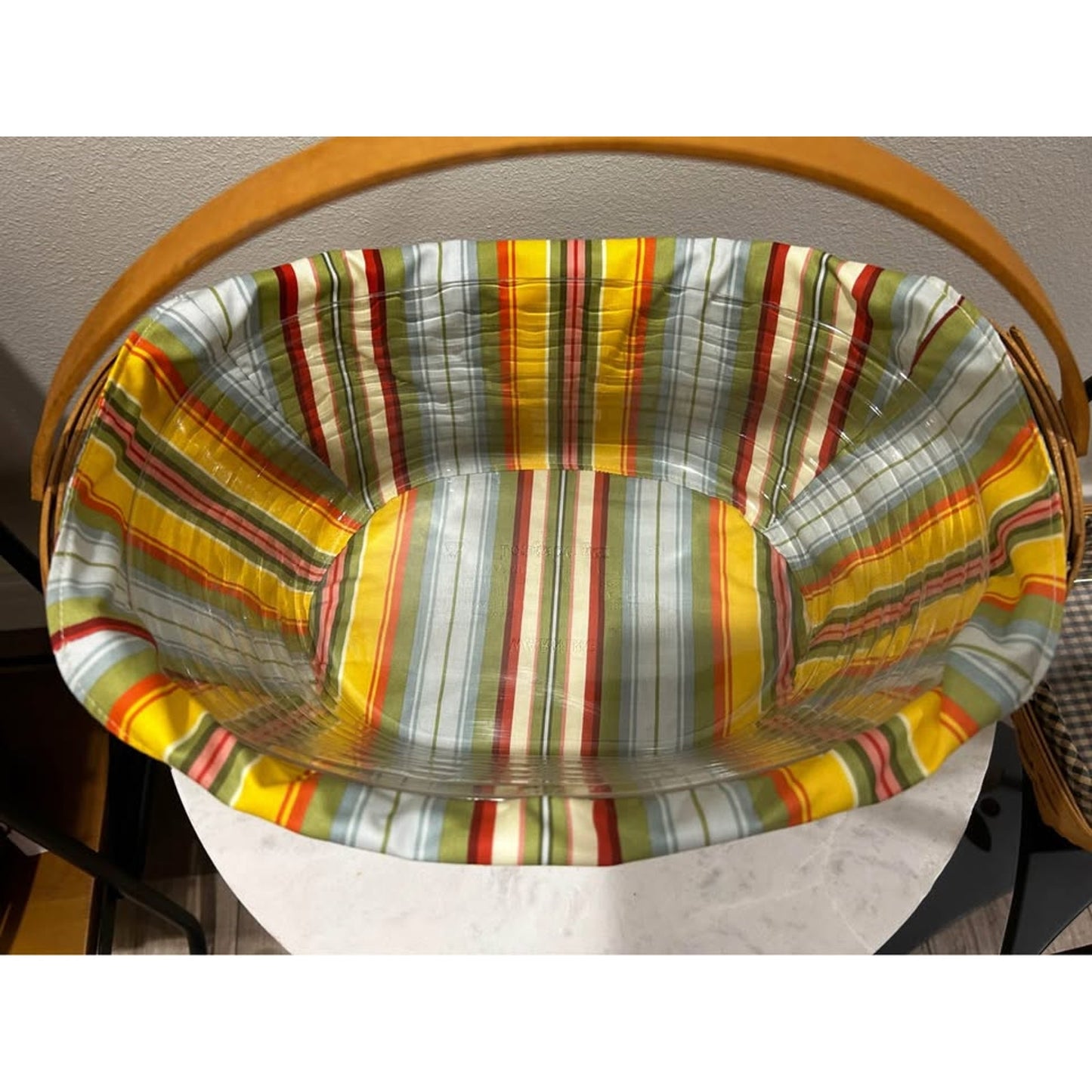 Longaberger Large Crocus with Sunflower stripe liner & protector