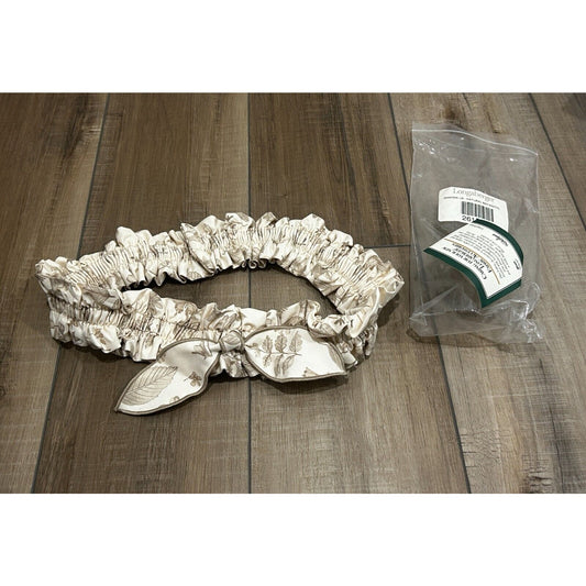 Longaberger Basket Large Garter Natural Botanical fabric with bow NEW