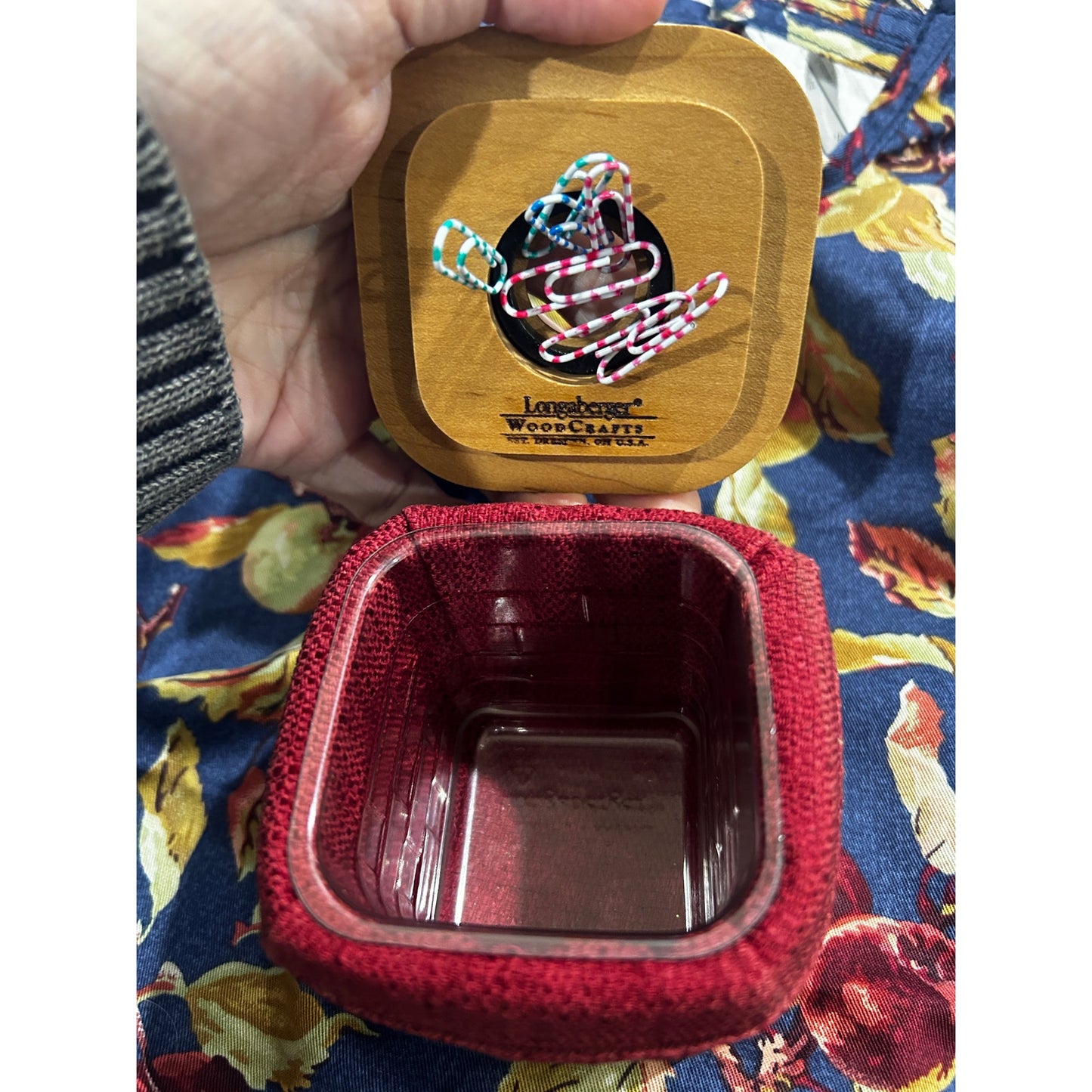 Longaberger Clip keeper basket paprika red liner for paper clips clipkeeper