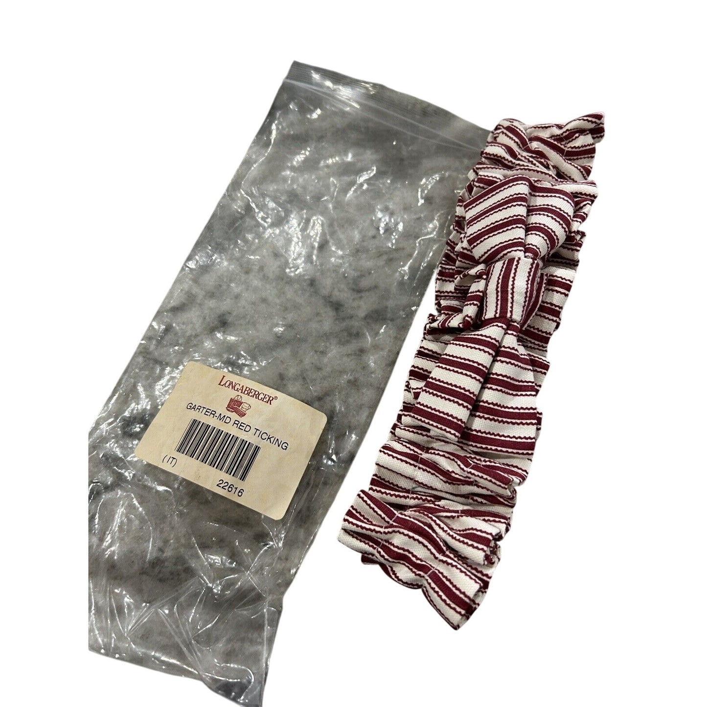 Longaberger Baskets Red Ticking Medium Garter NEW