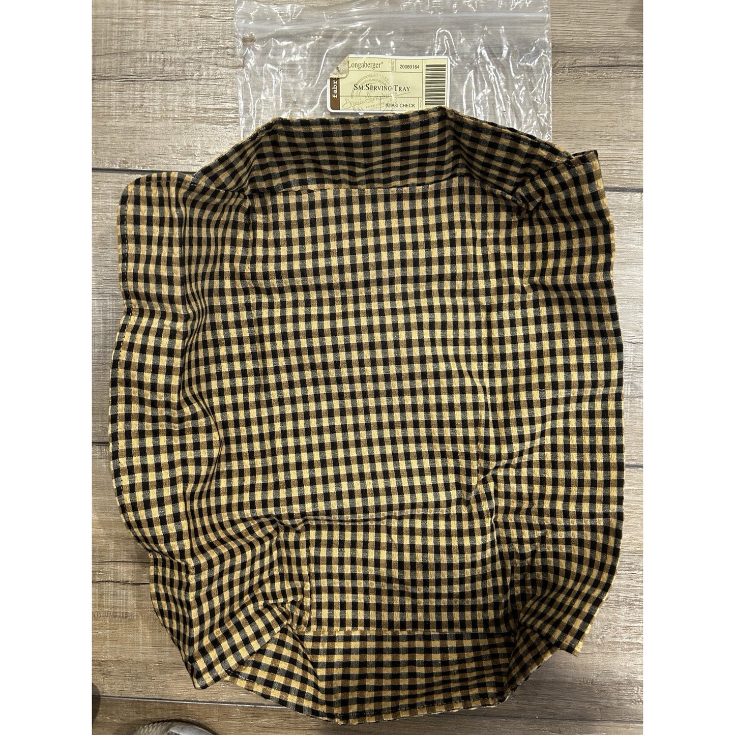 Longaberger Khaki Check Small Serving Tray Basket Liner NEW