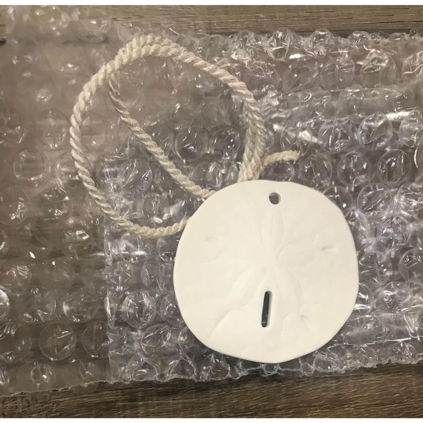 Longaberger sand dollar tie on pottery basket NEW beach summer