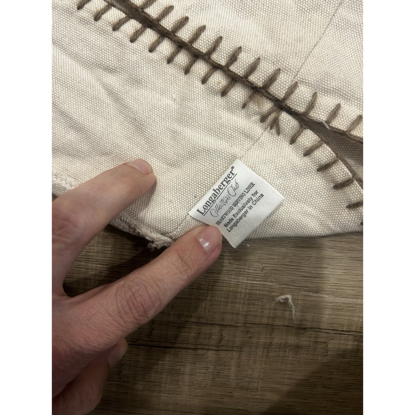 Longaberger Heartwood Serving Basket Liner Flax fabric