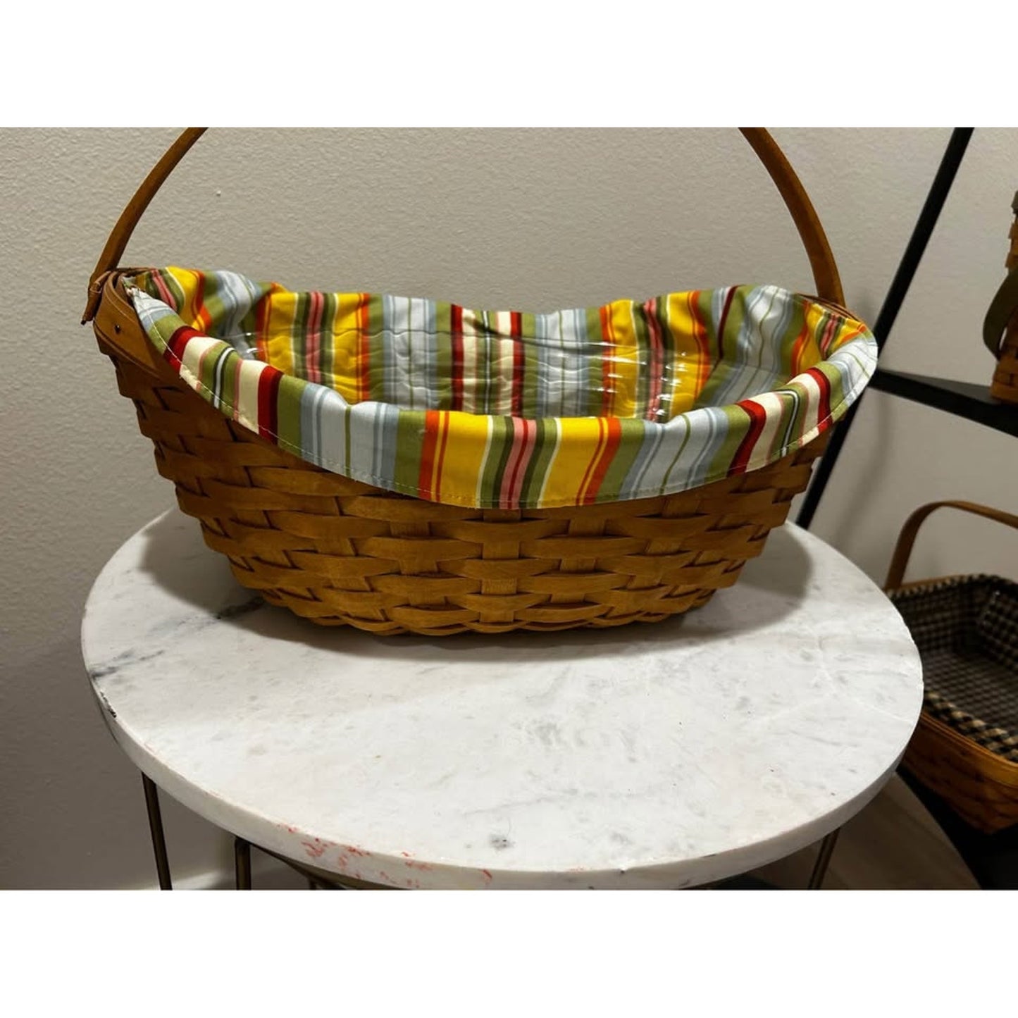 Longaberger Large Crocus with Sunflower stripe liner & protector